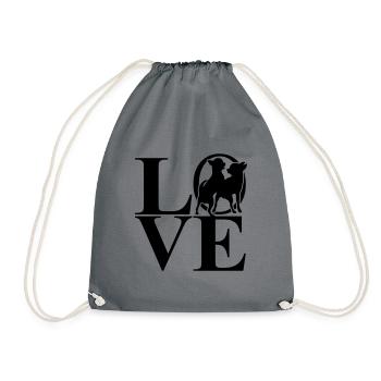 Two Chihuahua Love Dog Motif - Drawstring Bag - grey - Front
