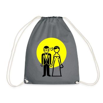 Couple de mariage, couple marié, mariée, marié - Sac de sport léger - gris - Devant