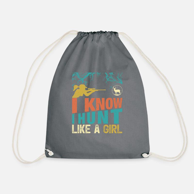 I know I hunt like a girl - Drawstring Bag - grey