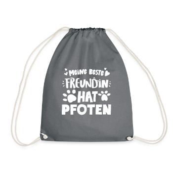 Meine beste Freundin hat Pfoten Katzen - Turnbeutel - Grau - Vorne