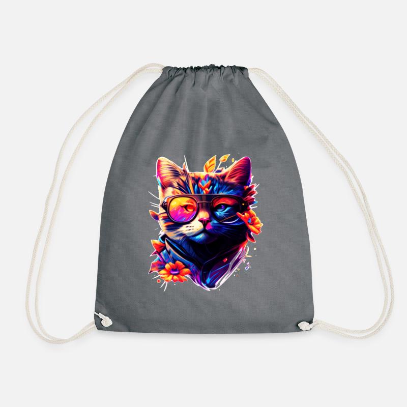 Hawaii Katzengesicht in stylisher Regenbogenfarbe - Turnbeutel - Grau