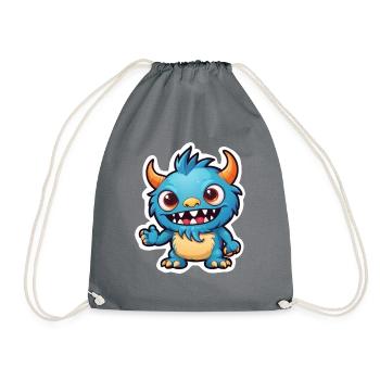 Illustration40 1Cute monster - Drawstring Bag - grey - Front