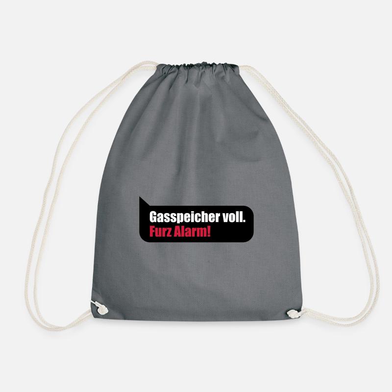 Gasspeicher voll Gas gefüllt lustiger Furz Spruch - Turnbeutel - Grau