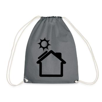 Sonnenkollektor auf Hauslogo - Turnbeutel - Grau - Vorne