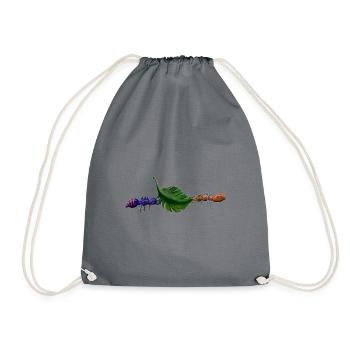 2 ants carry leaf in teamwork - Drawstring Bag - grey - Front