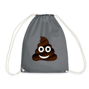 Shit shit heap smile face gift idea - Drawstring Bag - grey - Front