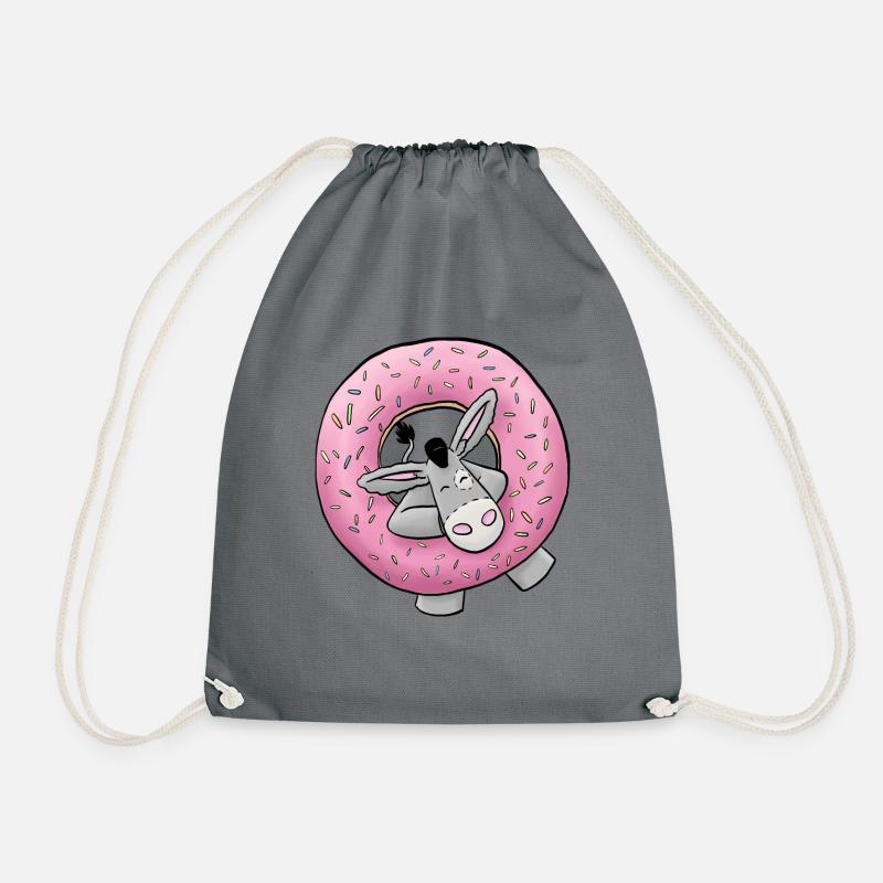 Kuschelesel mit Donut - Turnbeutel - Grau