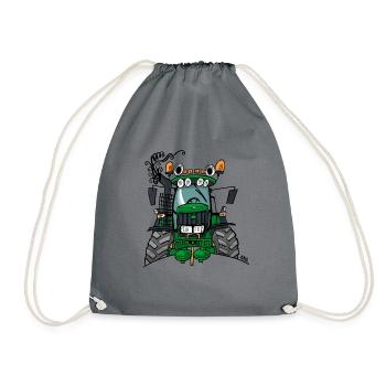 0427 green tractor 6620 - Drawstring Bag - grey - Front