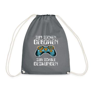 Zum zocken geboren zur Schule gezwungen Schüler - Turnbeutel - Grau - Vorne
