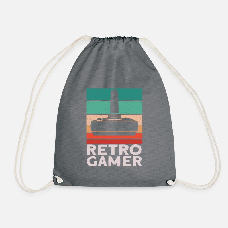 Retro Gamer for Gamers and Nerds - Drawstring Bag - grey