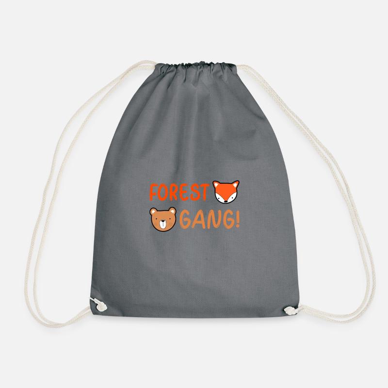Wald Gang Bär und Fuchs Kinder Geschenk - Turnbeutel - Grau