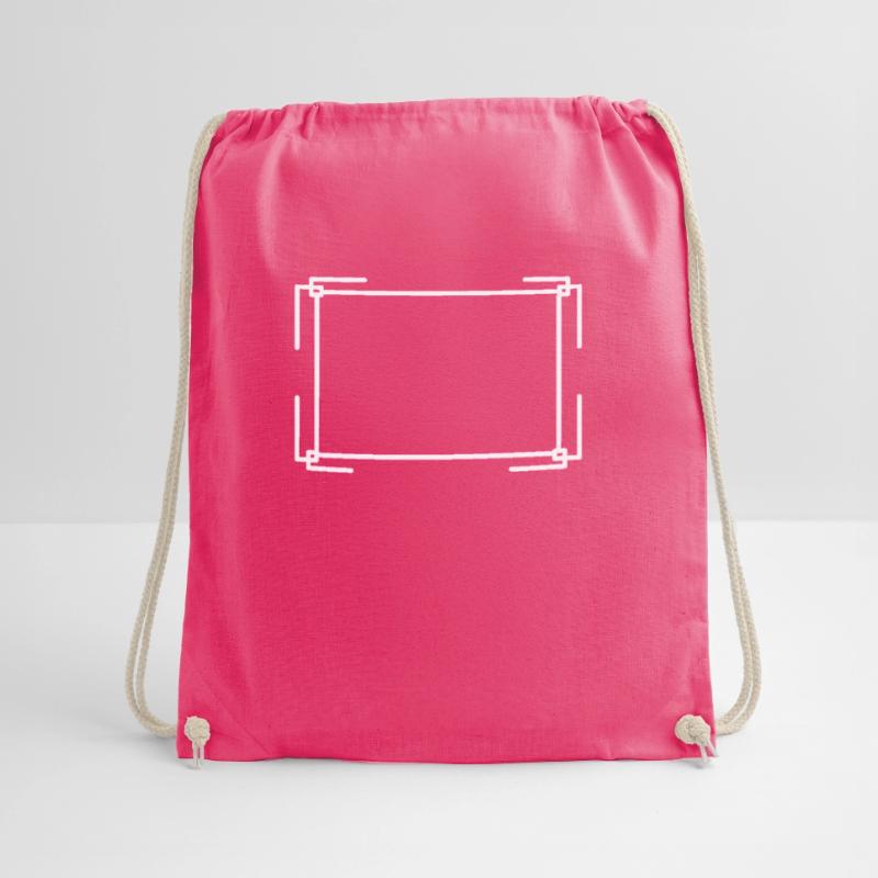 Rectangular frame in white basic text Drawstring Bag