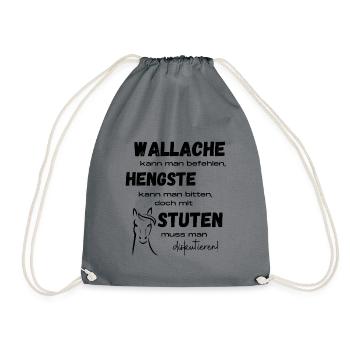 Wallache Hengste Stuten - Turnbeutel - Grau - Vorne