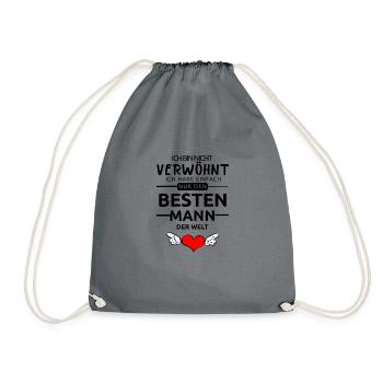 Bester Mann der Welt Valentinstag Geschenk Liebe - Turnbeutel - Grau - Vorne
