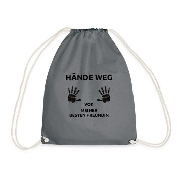 Hände weg von meiner besten Freundin Geschenk - Turnbeutel - Grau - Vorne