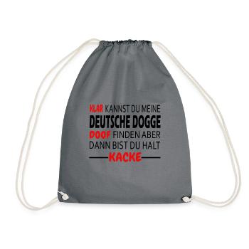 Deutsche Dogge Hunde Shirt Geschenk - Turnbeutel - Grau - Vorne