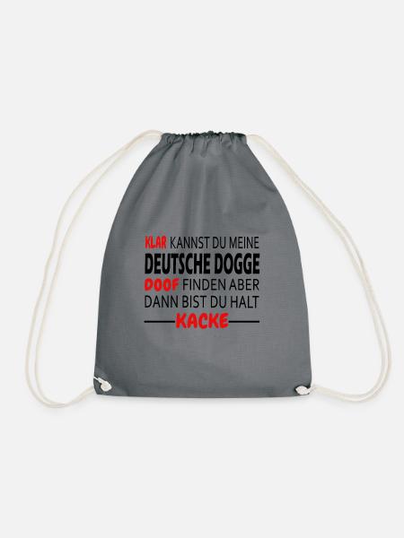 Deutsche Dogge Hunde Shirt Geschenk - Turnbeutel - Grau