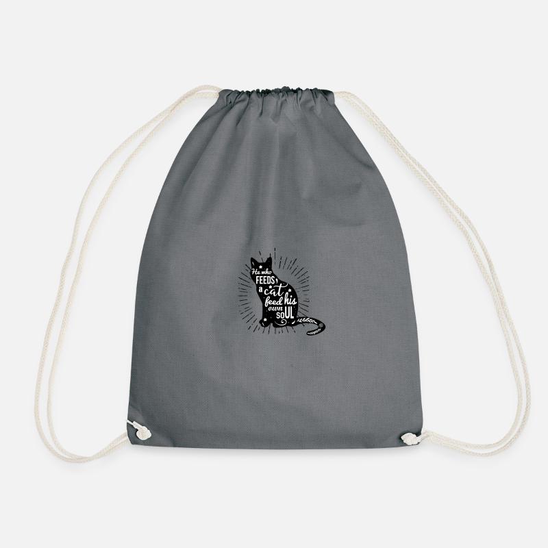 Hey who feeds a cat - Drawstring Bag - grey