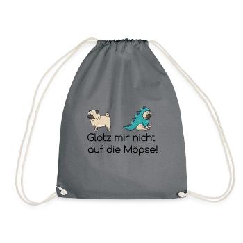 Glotz mir nicht auf die Möpse lustige Geschenkidee - Turnbeutel - Grau - Vorne