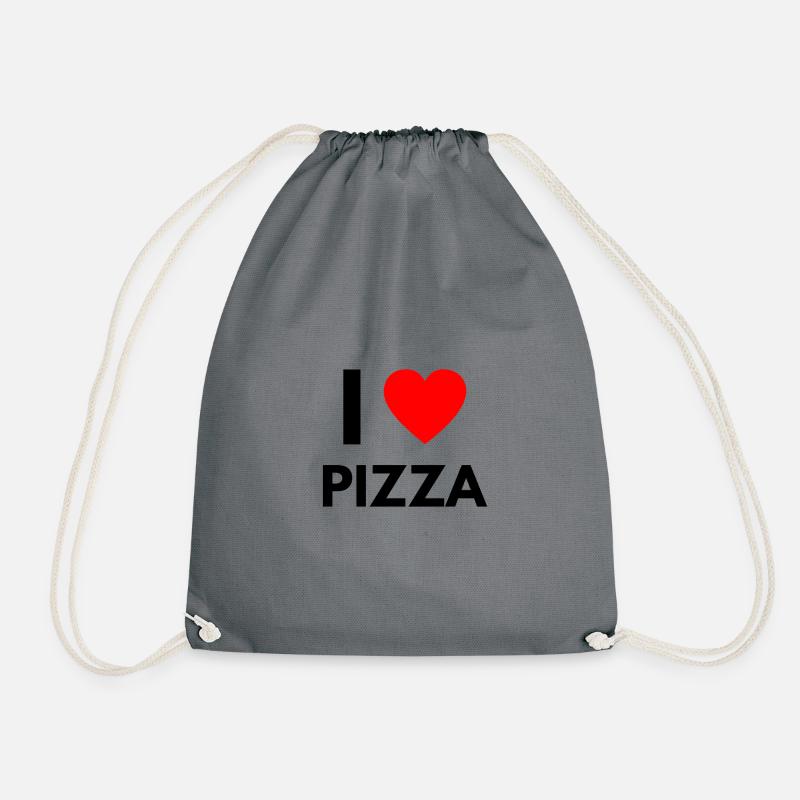 I Love Pizza Geschenk - Turnbeutel - Grau