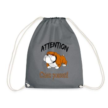 Attention chien possessif - phrase drôle chien - Sac de sport léger - gris - Devant