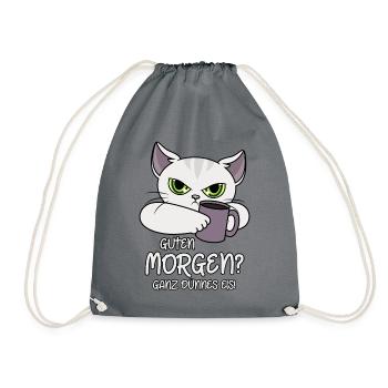 Guten Morgen Ganz dünnes Eis Sprüche lustige Katze - Turnbeutel - Grau - Vorne