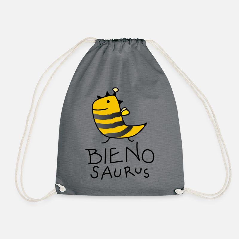 Funny Dino Bee - Drawstring Bag - grey