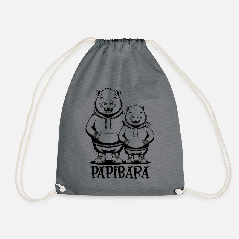 Papibara Papi Capybara Vater Lustig Papa Vatertag - Turnbeutel - Grau