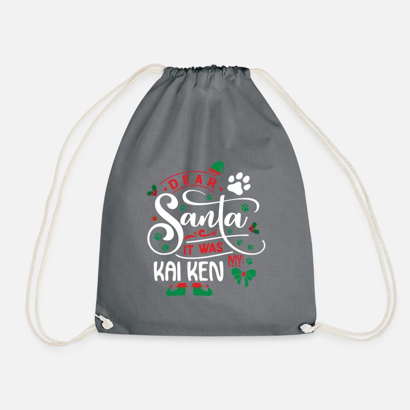 Weihnachten Santa Hunderasse Kai Ken - Turnbeutel - Grau