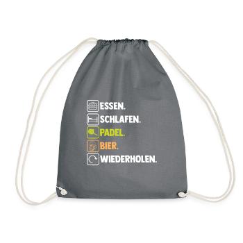 Bier Tennis Padelspieler Padel - Turnbeutel - Grau - Vorne