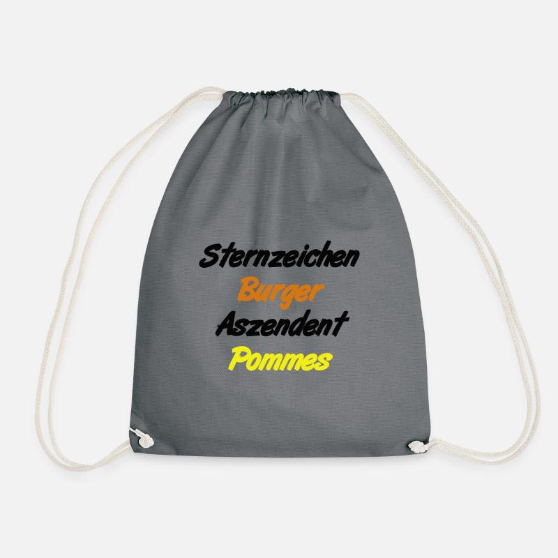Sternzeichen Burger - Aszendent Pommes - Turnbeutel - Grau