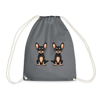 Pinscher Dog Comic - Drawstring Bag - grey - Front