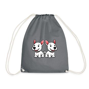 Bull Terrier Dog Comic - Drawstring Bag - grey - Front