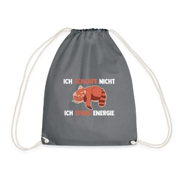 Ich Schlafe Nicht Ich Spare Energie Roter Panda - Turnbeutel - Grau - Vorne