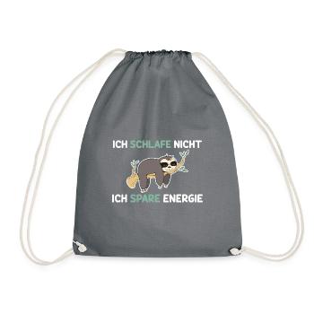 Ich Schlafe Nicht Ich Spare Energie Faultier - Turnbeutel - Grau - Vorne