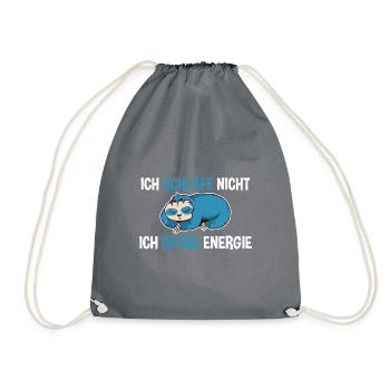 Ich Schlafe Nicht Ich Spare Energie Faultier - Turnbeutel - Grau - Vorne