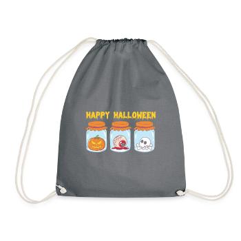 Halloween Pumpkin Skeleton - Drawstring Bag - grey - Front