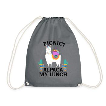 Picnic? Alpaca my Lunch Funny Llama - Turnbeutel - Grau - Vorne