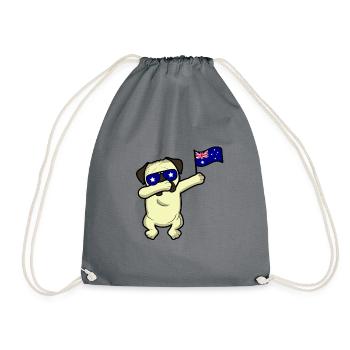 Australia Dabbing Dog Pug Gift World Champion - Drawstring Bag - grey - Front