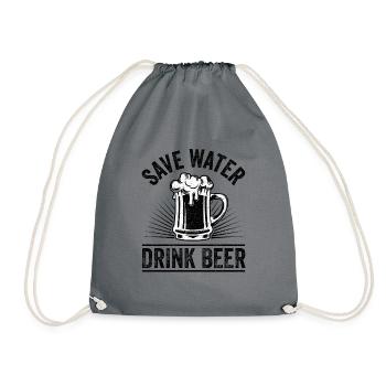 SAVE WATER DRINK BEER lustiges Statement Geschenk - Turnbeutel - Grau - Vorne
