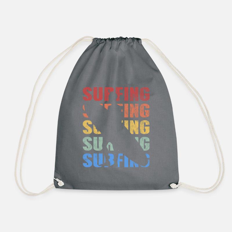 Retro Vintage Style Surfing Surfer Surfboard - Turnbeutel - Grau