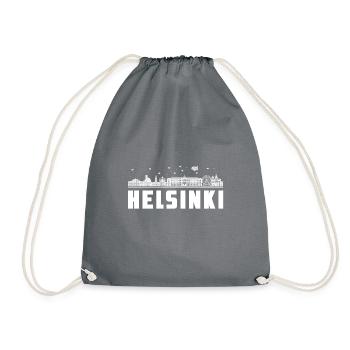 Helsinki Stadt Portrait und Urlaubsziel Geschenk - Turnbeutel - Grau - Vorne