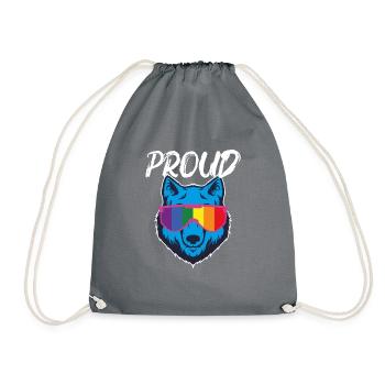 Fier LGBT Wolf Alpha cadeau de lunettes de soleil - Sac de sport léger - gris - Devant