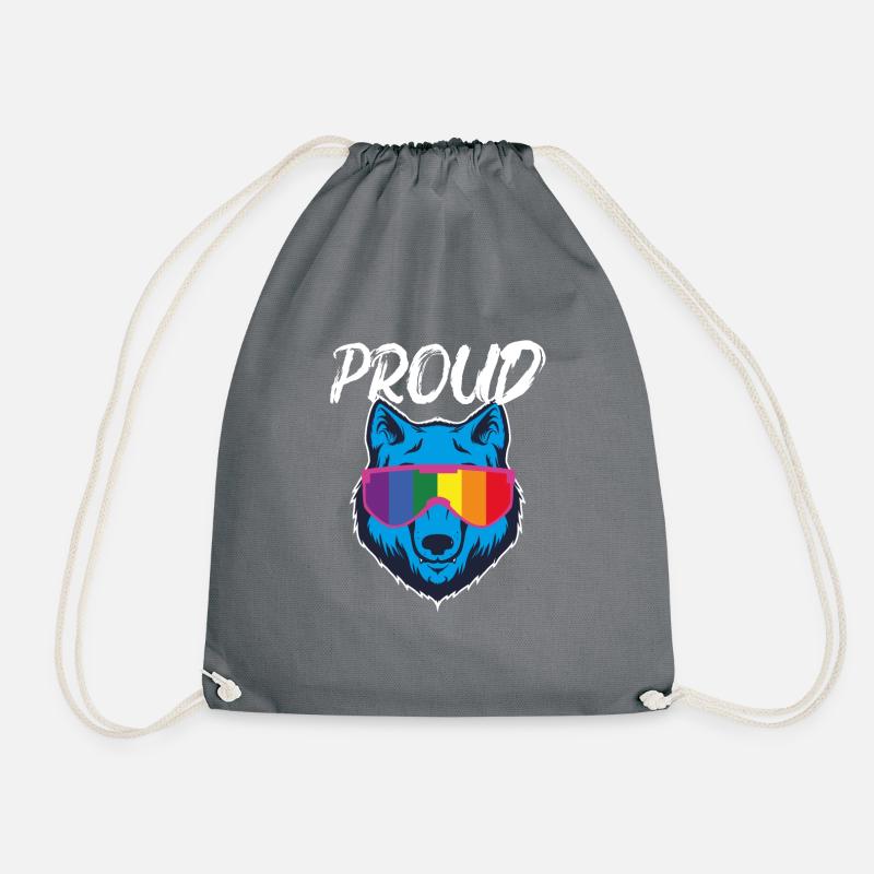 Stolzes LGBT Wolf Alpha Sonnenbrillen Geschenk - Turnbeutel - Grau