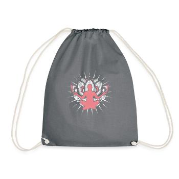 Yoga Sport Hobby Fitness Gift Meditation Woman - Drawstring Bag - grey - Front
