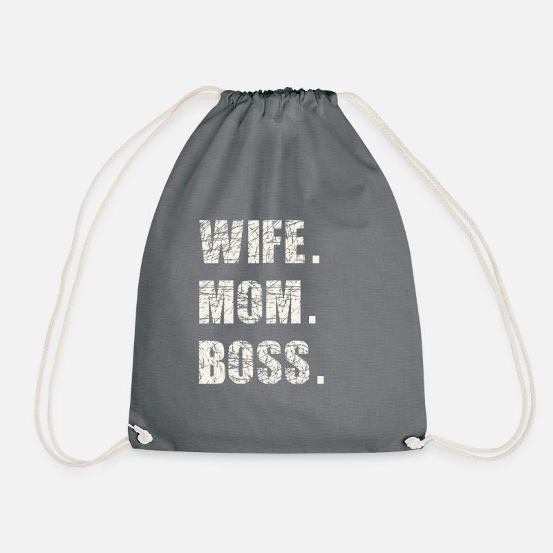 Wife mother boss - Drawstring Bag - grey