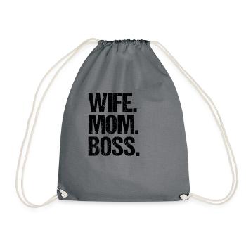 Wife Mom Boss - Drawstring Bag - grey - Front