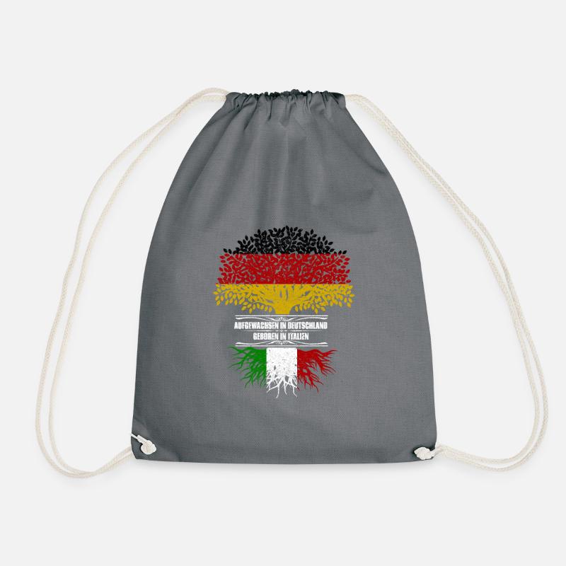 Grew up Germany Born Italy Gift - Drawstring Bag - grey