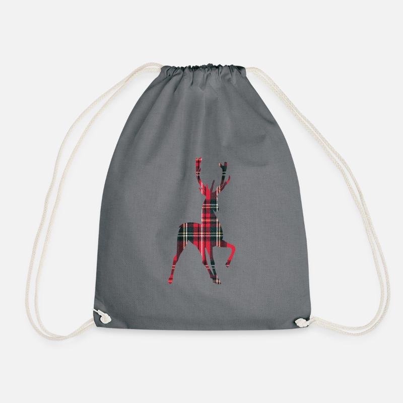 Prancing Hirsch rot und grün Plaid - Turnbeutel - Grau