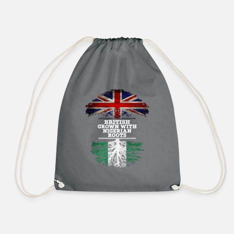 British Grown With Nigerian Roots - Drawstring Bag - grey